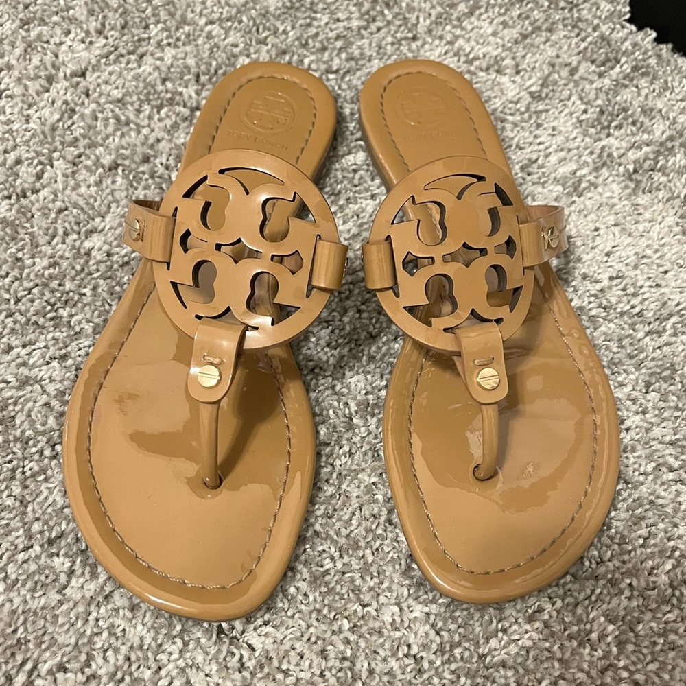 Tory Burch Patent Leather Miller Sandals 8